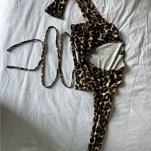 Leopard Print tie up top